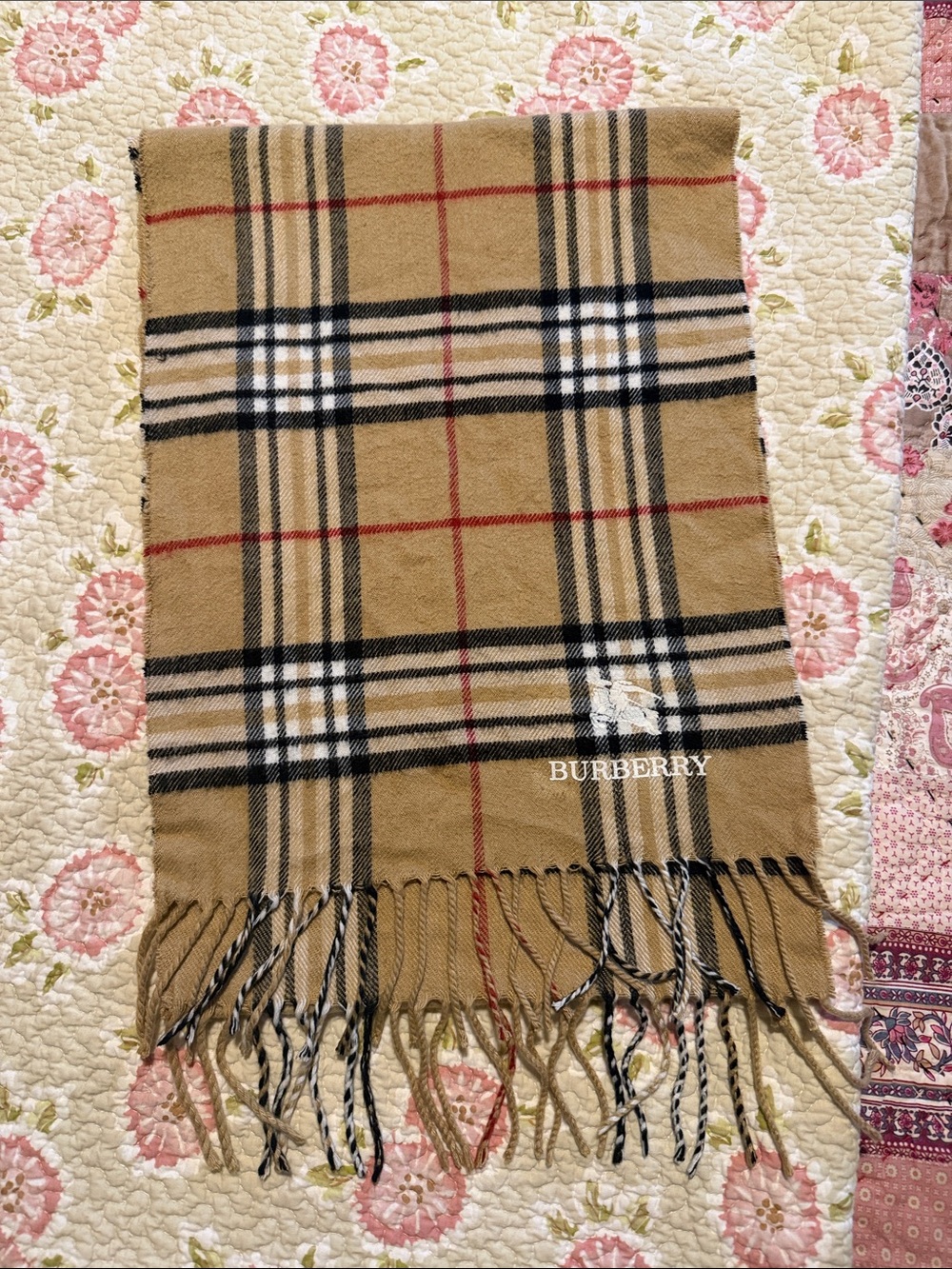 Classic Camel Check Wool Scarf